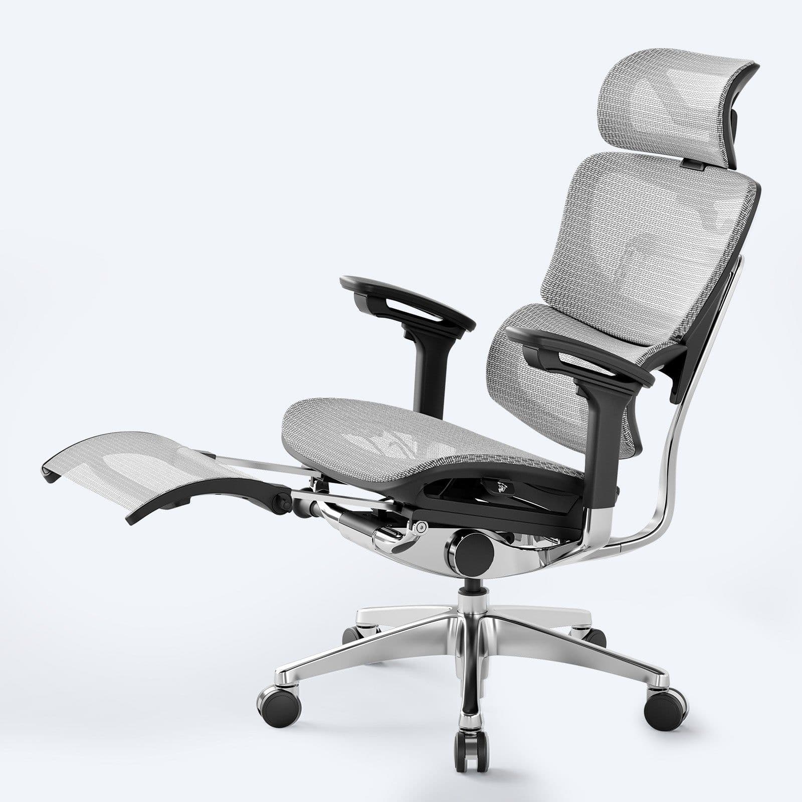 White ergonomic chair showing waterfall front edge