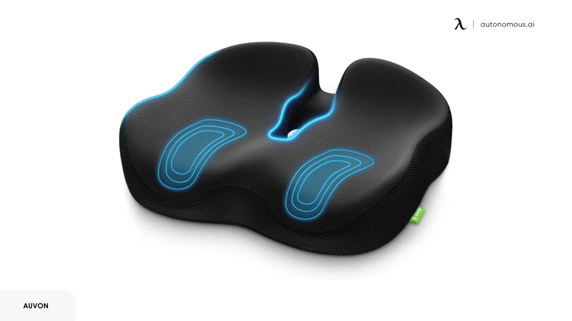 Pressure-relieving cutout seat cushion installed on an ergonomic chair